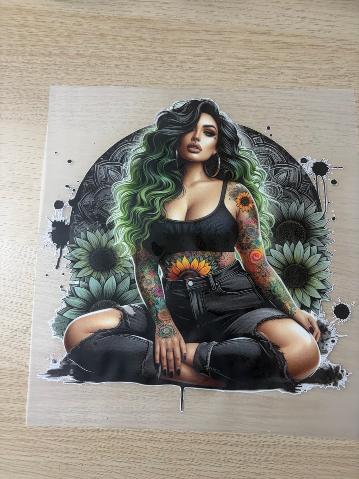 N.8 tattoo girl shirt print