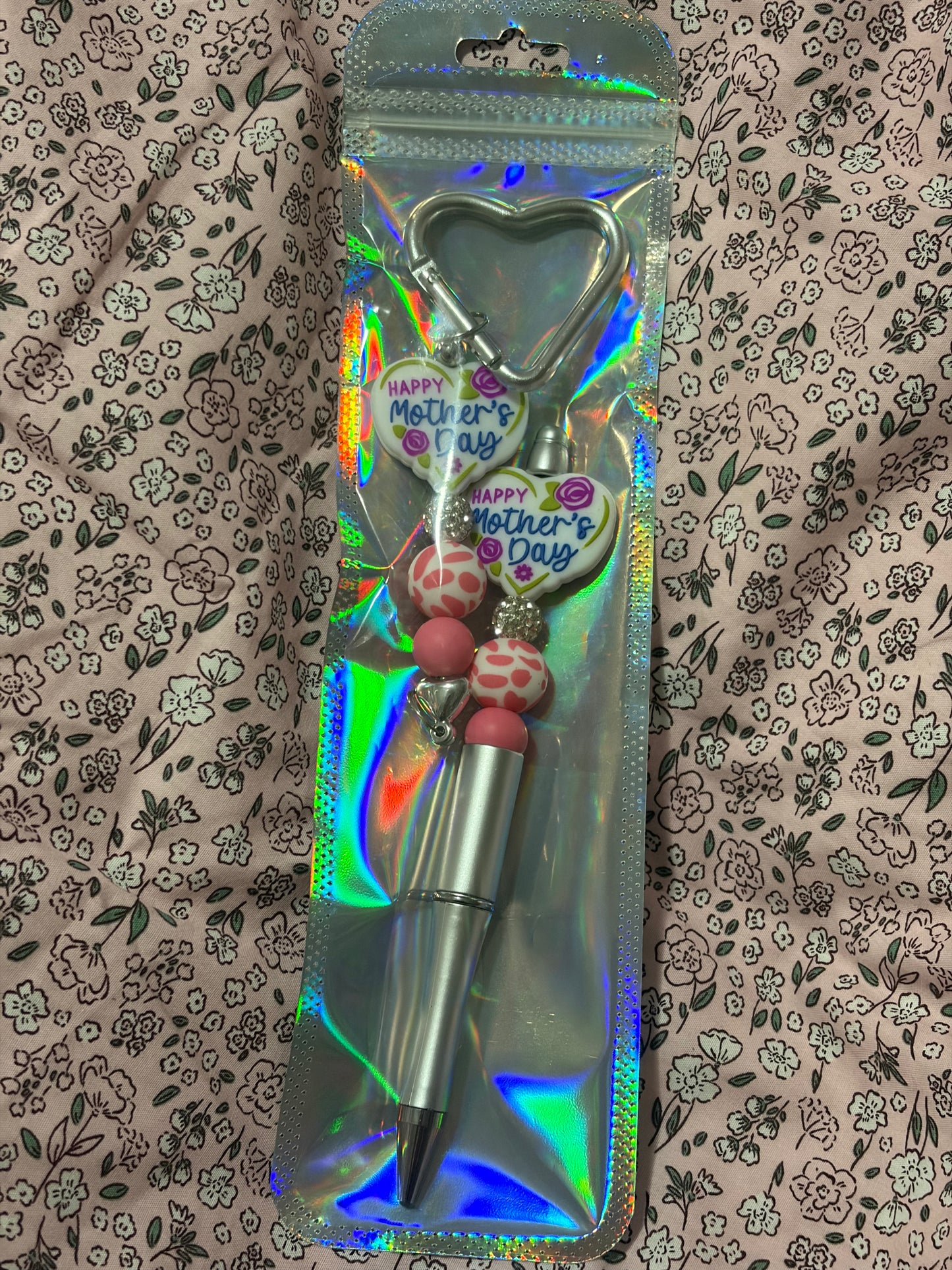 Handmade beaded pen n keyring set