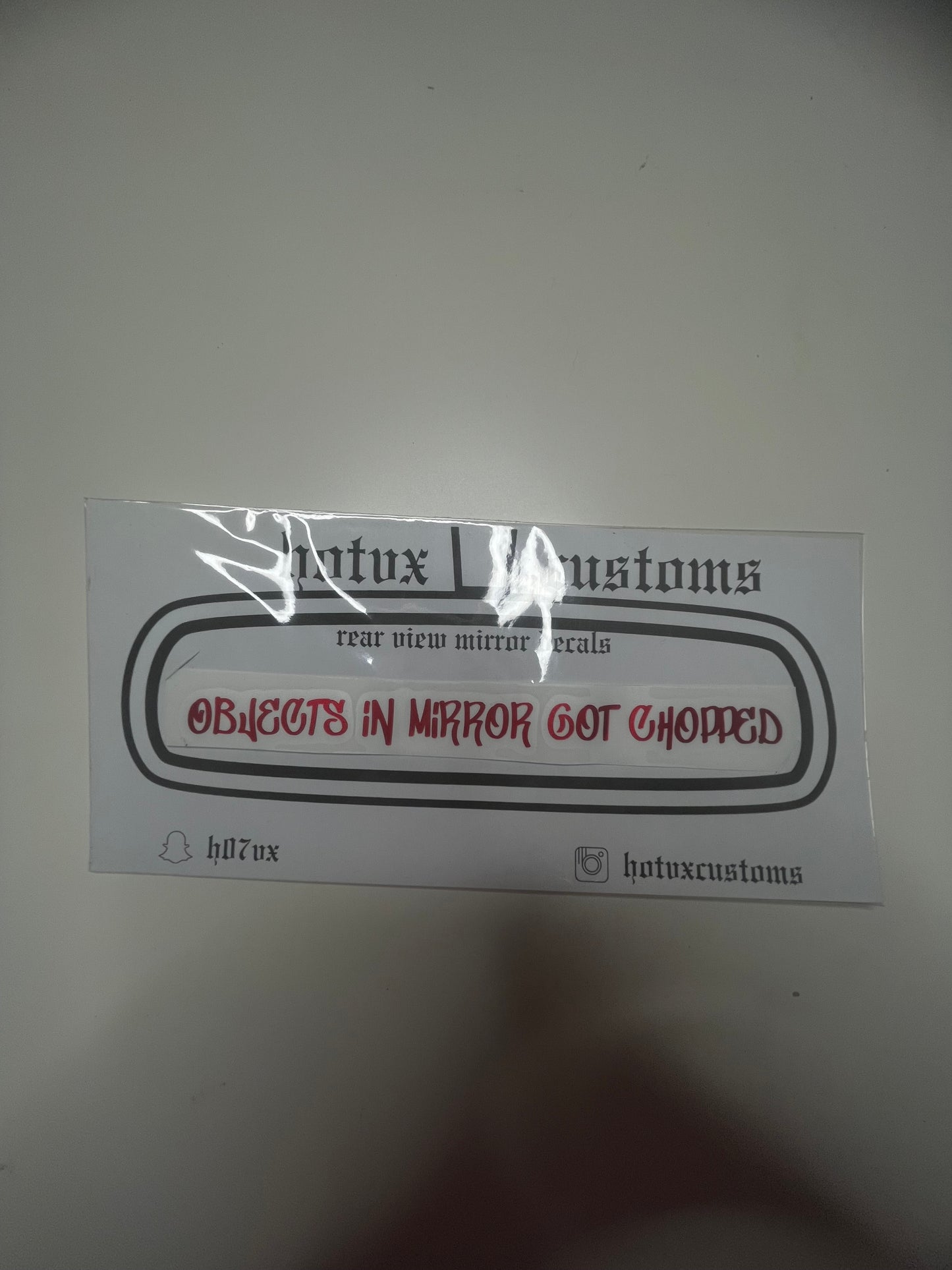 Rear view mirror decals