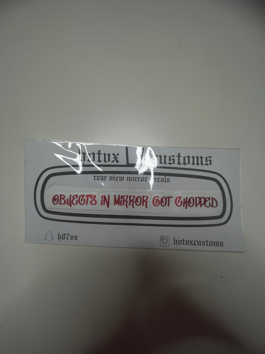 Rear view mirror decals