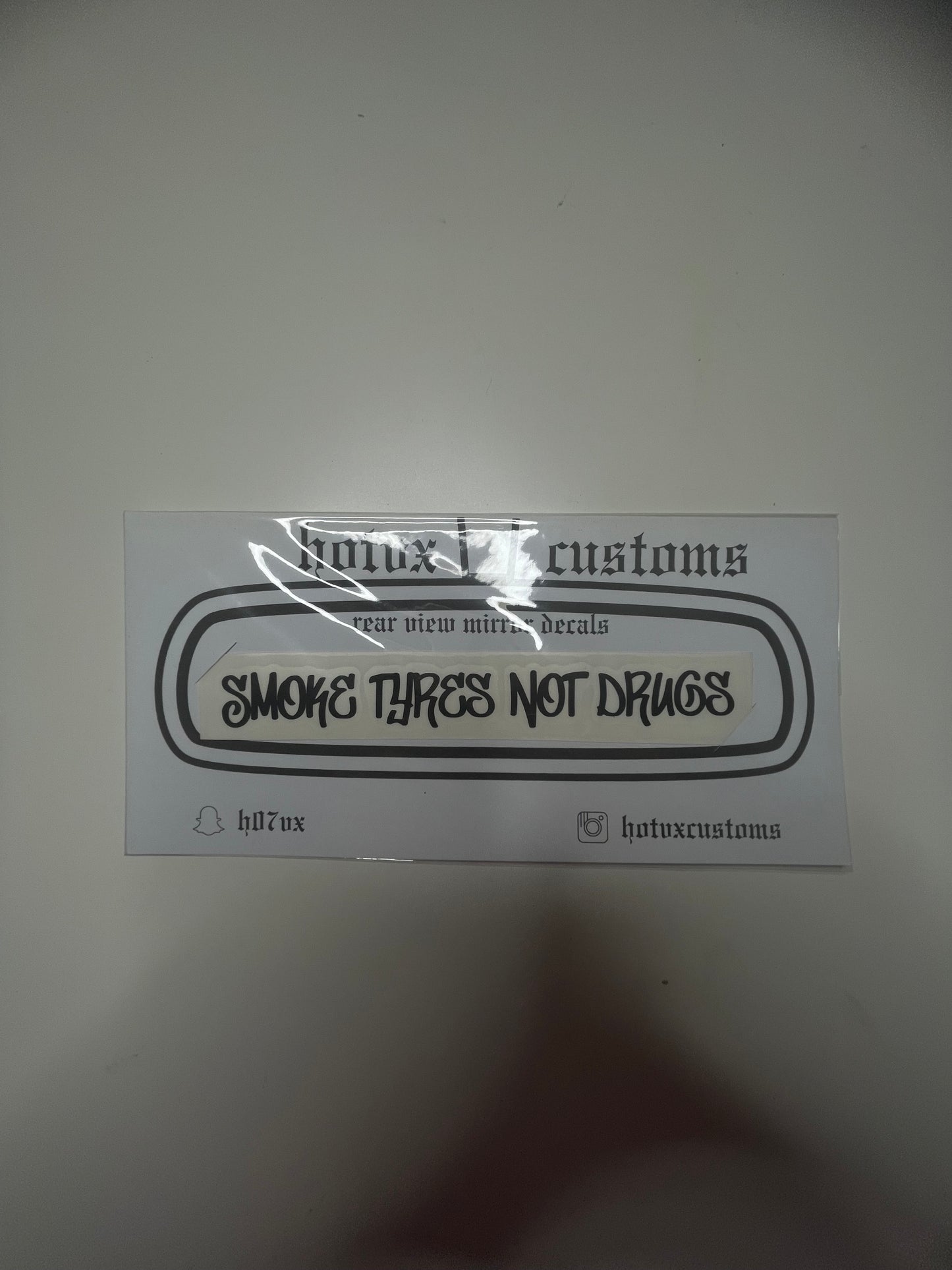 Rear view mirror decals