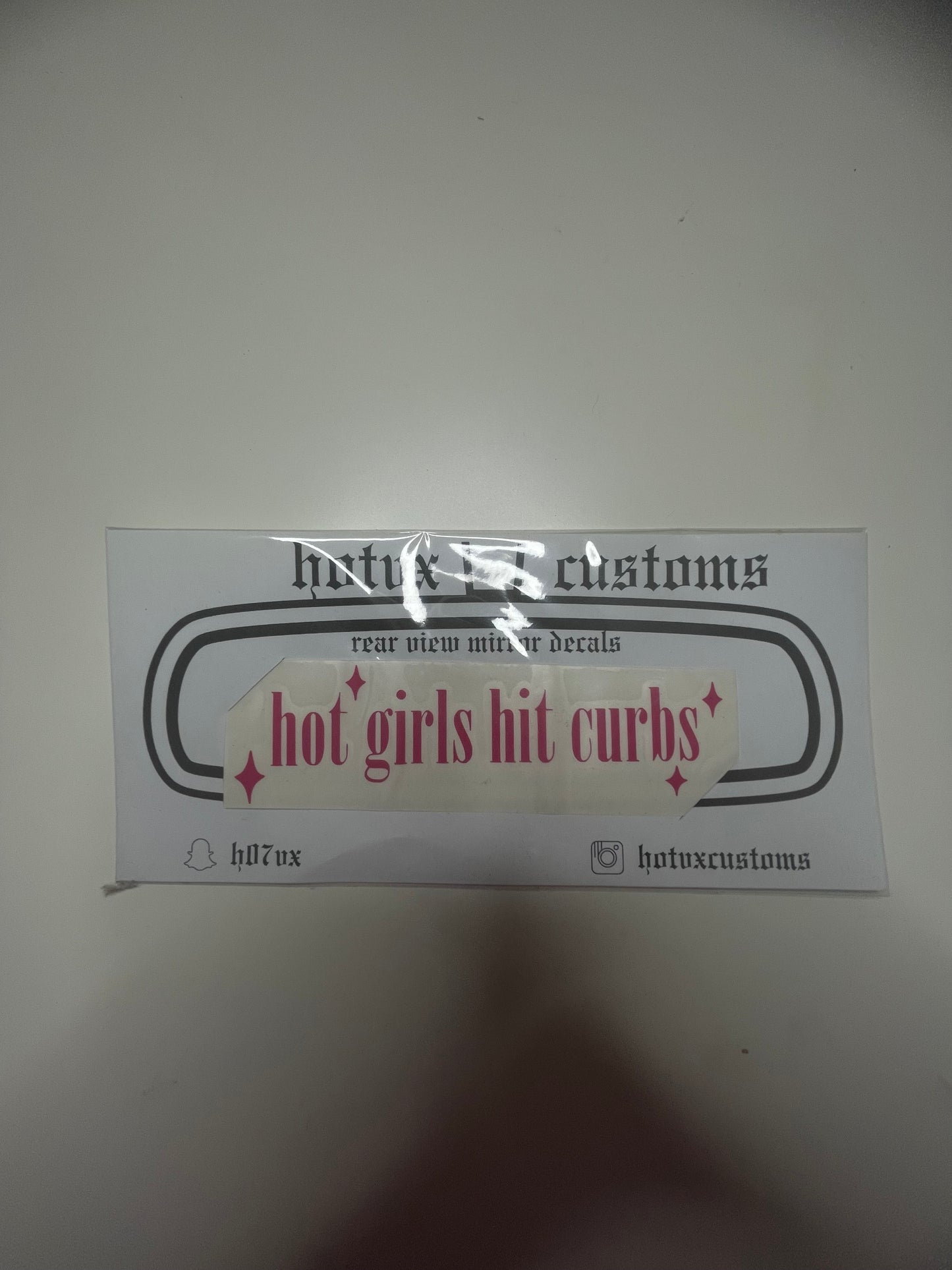 Rear view mirror decals