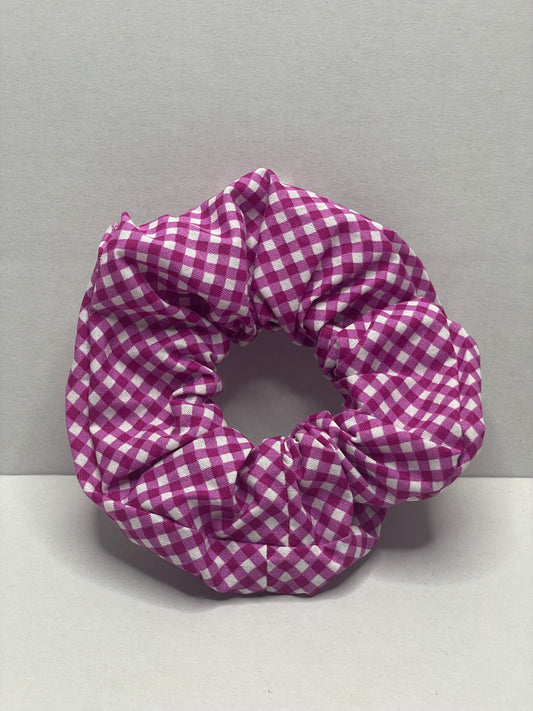 Purple chequered scrunchies