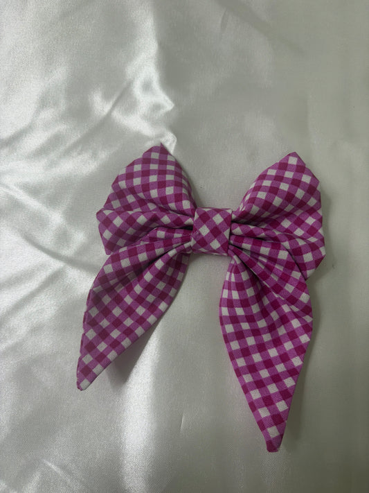 purple checkered  bow