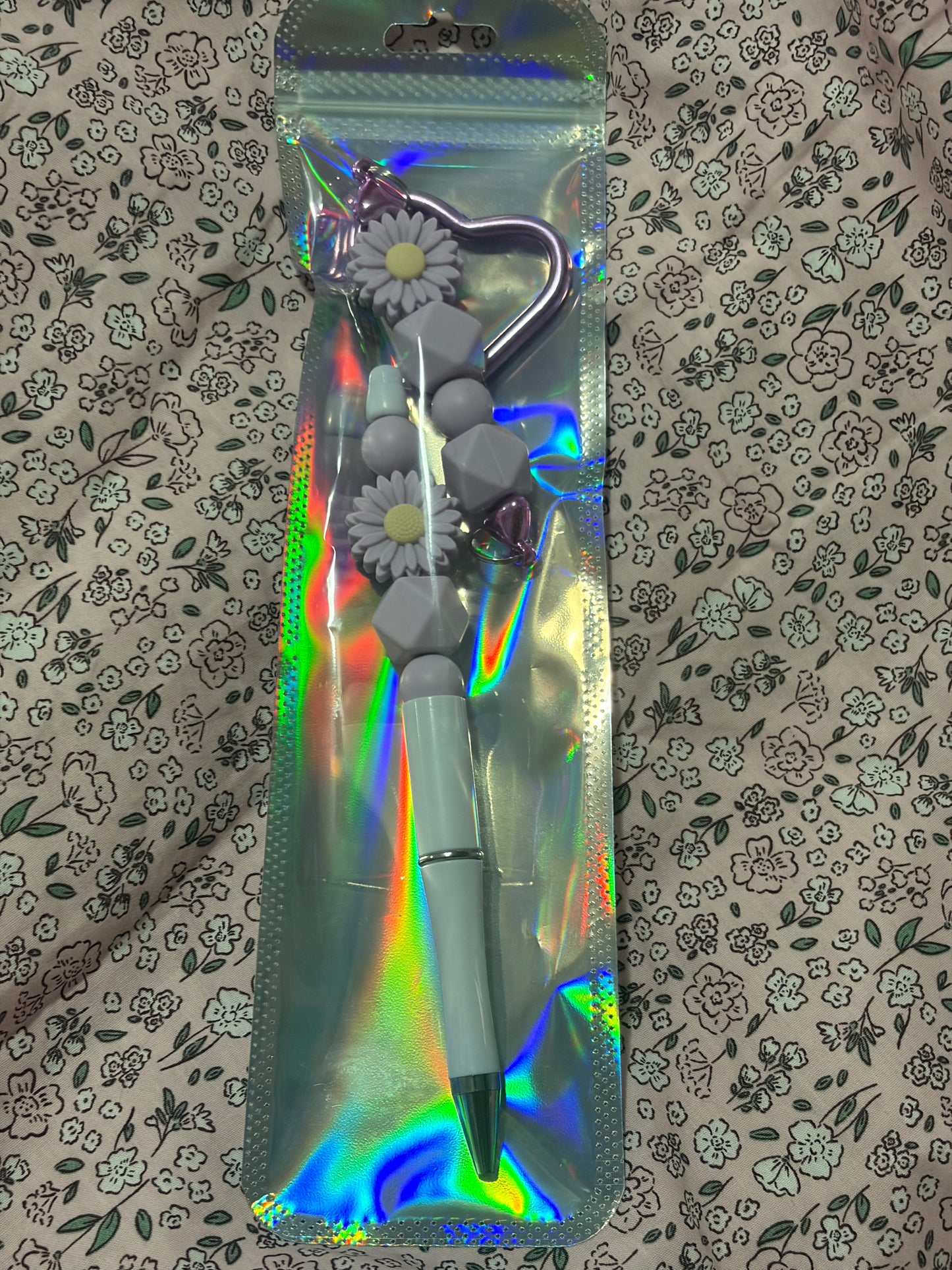 Handmade beaded pen n keyring set