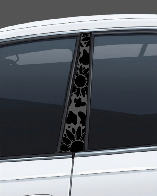 sunflower cow print pillar set